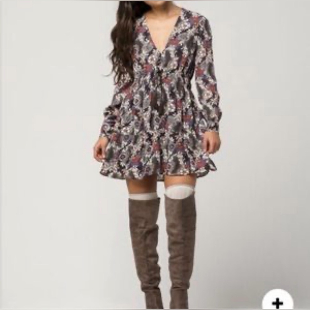 Free People Stealing Fire Floral Long Sleeve Dress
